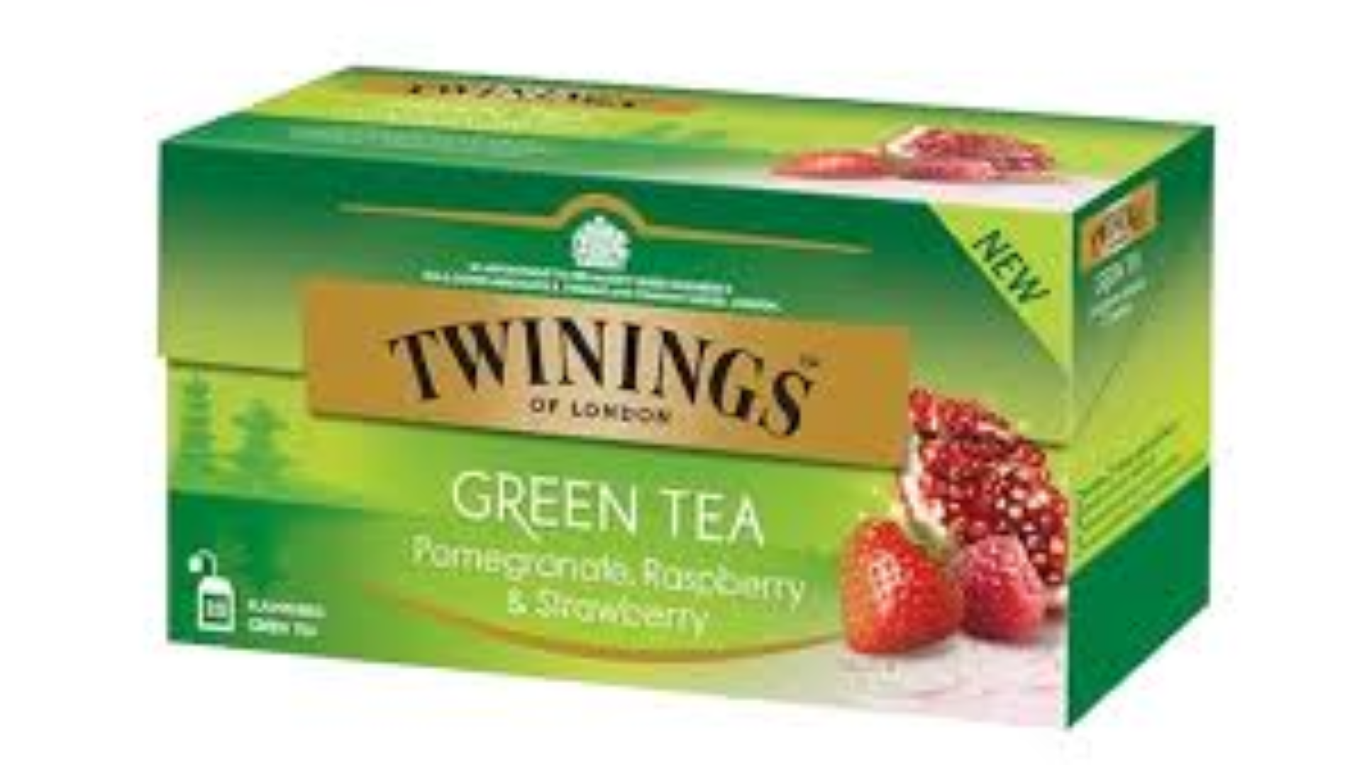 TWININGS GREEN TEA POMOGRANATE RASP & STRAW 25'S